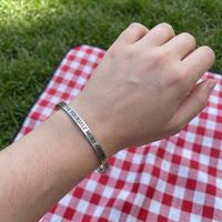 Thumbnail for Bracciale rigido donna — foto indossata, misura reale, argento | SKU: lymab-wg