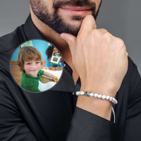 Thumbnail for Minimalist Photo Bracelet worn by a man, featuring a personalized photo charm, by Brother & Sisters.