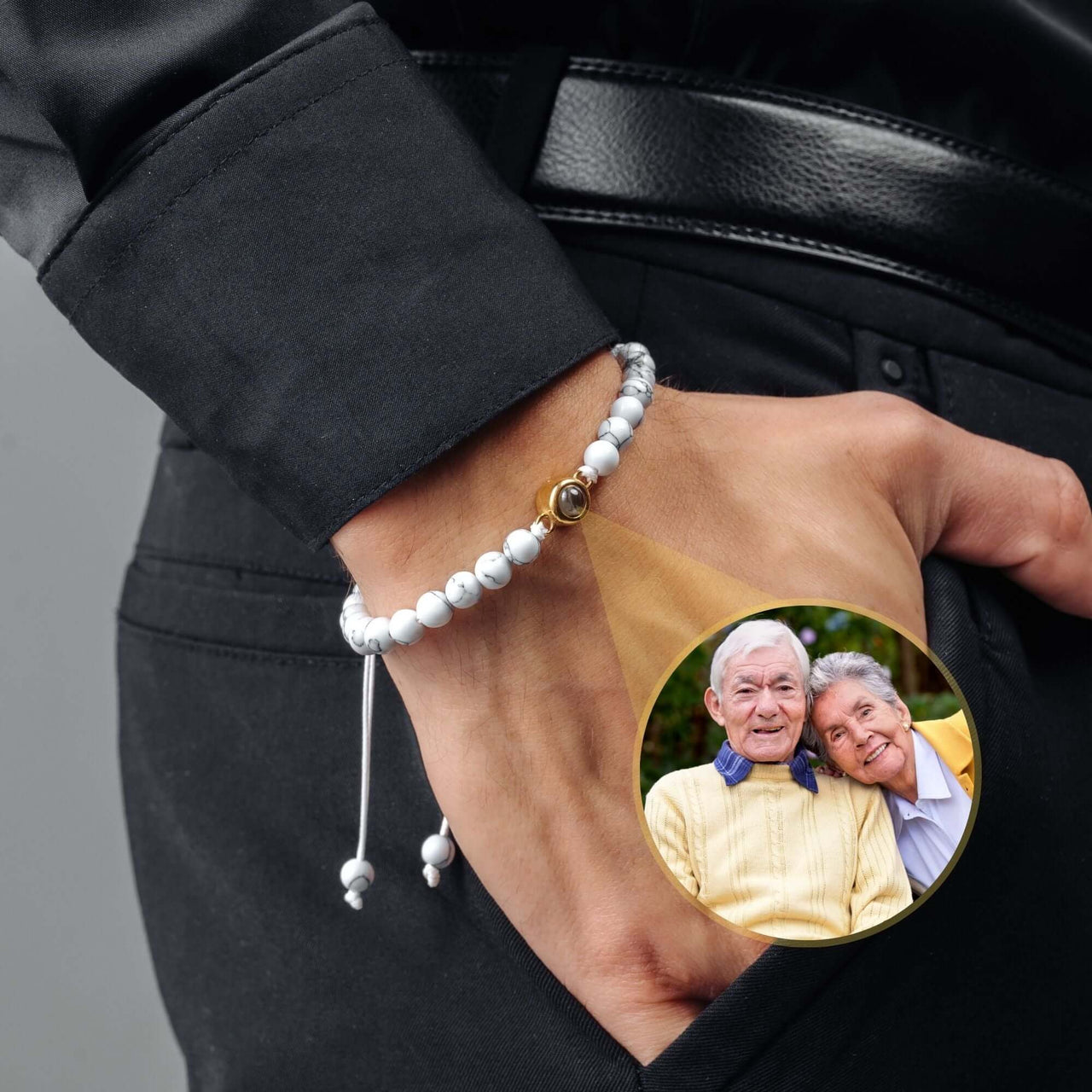 Minimalist Photo Bracelet featuring a personal photo and premium stones by Brother & Sisters.