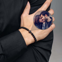 Thumbnail for Minimalist Photo Bracelet featuring a personalized photo, handcrafted lava stones by Brother & Sisters.