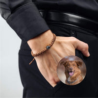 Thumbnail for Man Brown Photo Bracelet featuring a photo of a dog, perfect personalized gift from Brother & Sisters.
