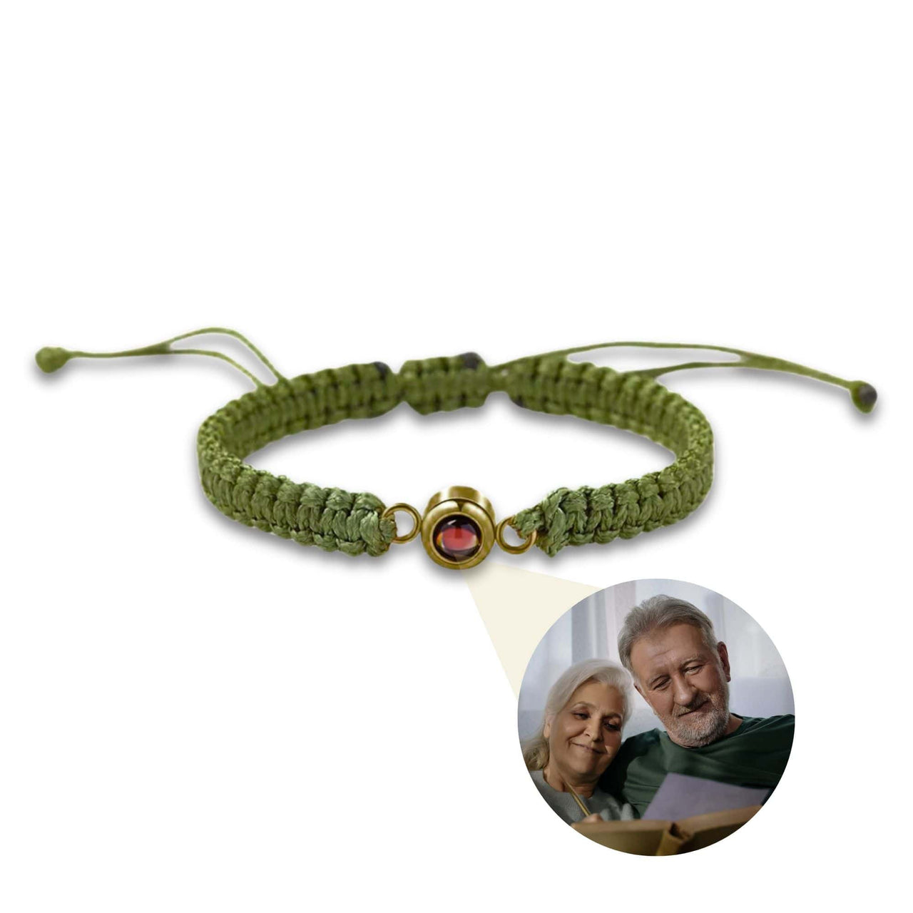 Man Olive Photo Bracelet by Brother & Sisters, featuring a customizable pendant for cherished memories.