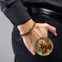 Thumbnail for Man Brown Photo Bracelet worn on hand, featuring a personalized photo pendant, by Brother & Sisters.