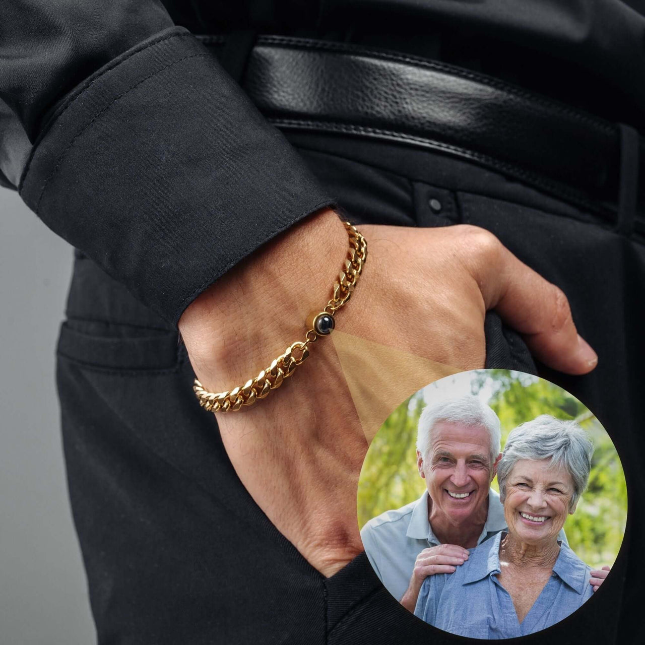 Man Bracelet - Men’s Personalised Bracelet - Steel Personalized Photo Bracelet - Personalized Gift for Men - Custom Jewelry for Him - Custom Bracelet Picture - Personalised Photo Gift Bracelet Gold Brother & Sisters