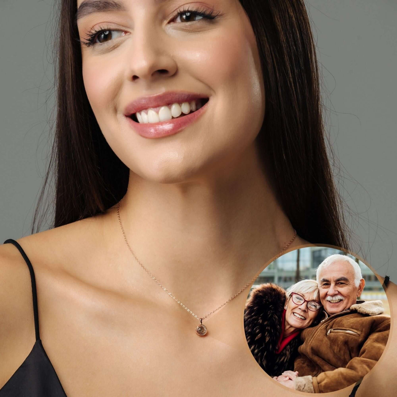 Moonlight Photo Necklace featuring a moon-shaped pendant showcasing cherished memories by Brother & Sisters.