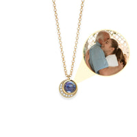 Thumbnail for Moonlight Photo Necklace by Brother & Sisters with a moon-shaped pendant holding a cherished photo.
