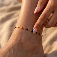 Thumbnail for Multicolour Bead Anklet featuring 18K gold plating and colorful glass beads, perfect for summer days by Brother & Sisters.