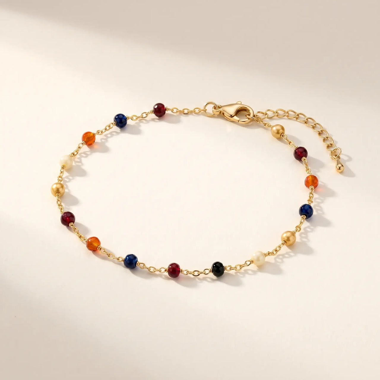 Multicolour Bead Anklet with 18K gold plating, vibrant glass beads, perfect for summer, by Brother & Sisters.