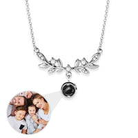 Thumbnail for Nature Photo Necklace by Brother & Sisters with Laurel Leaf design and customizable photo projection feature.