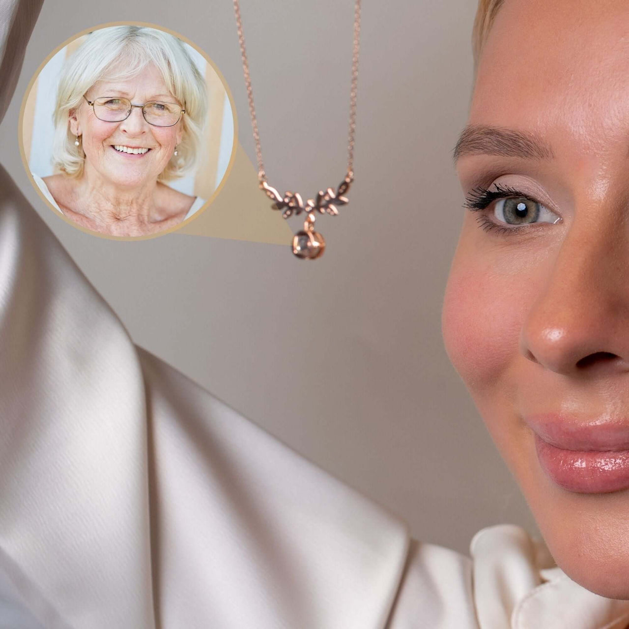 Nature Photo Necklace displayed as a thoughtful gift with personal photo projection by Brother & Sisters.