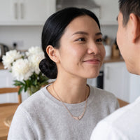 Thumbnail for Profile view of a woman wearing the rose gold necklace | SKU: 42002-rose-gold