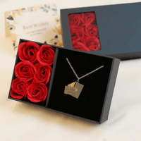 Thumbnail for Personalized Envelope Necklace - Personalized Necklace - Brother & Sisters Gold / with Flowers Brother & Sisters