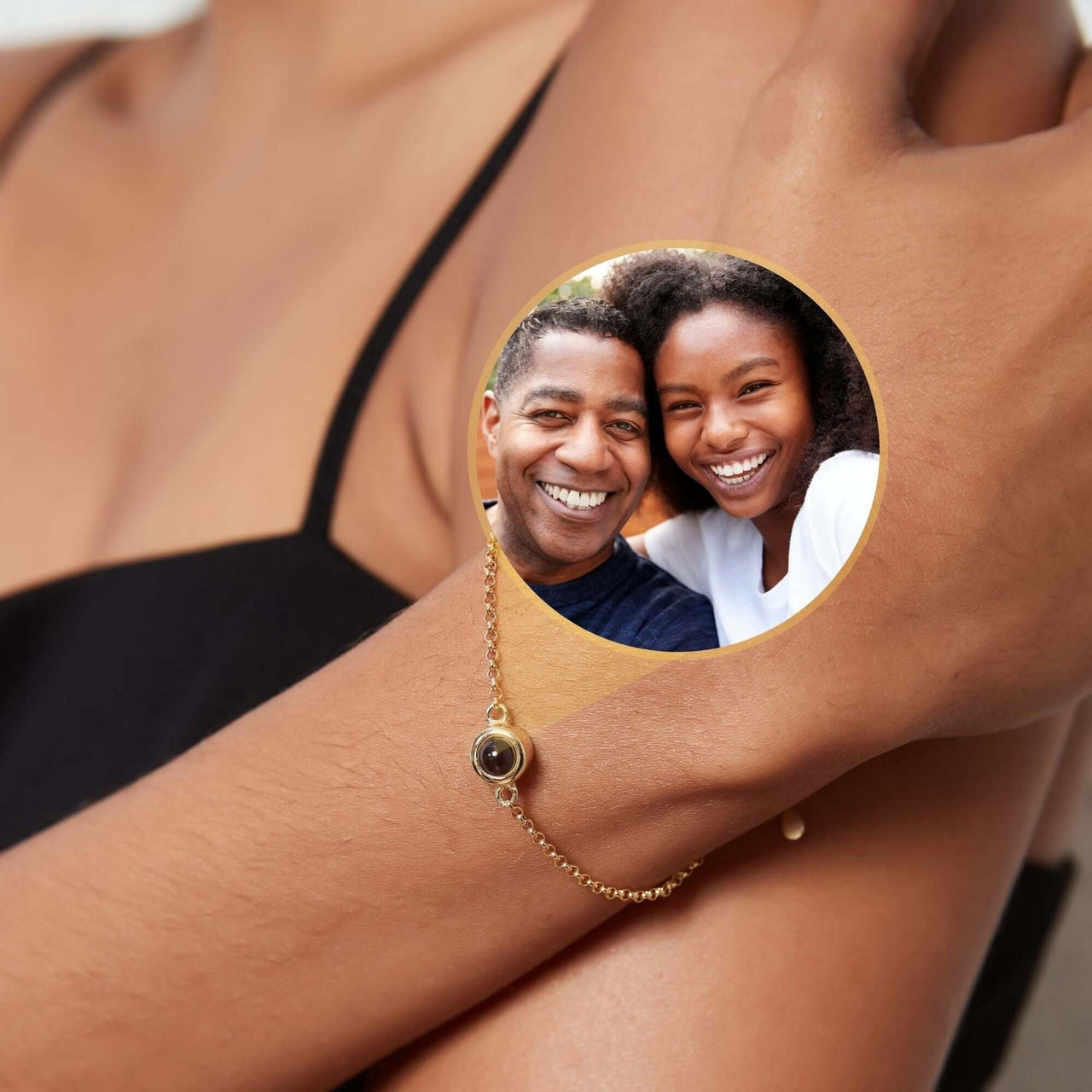 Photo Personalized Bracelet featuring a custom photo projection pendant by Brother & Sisters, perfect for cherishing memories.