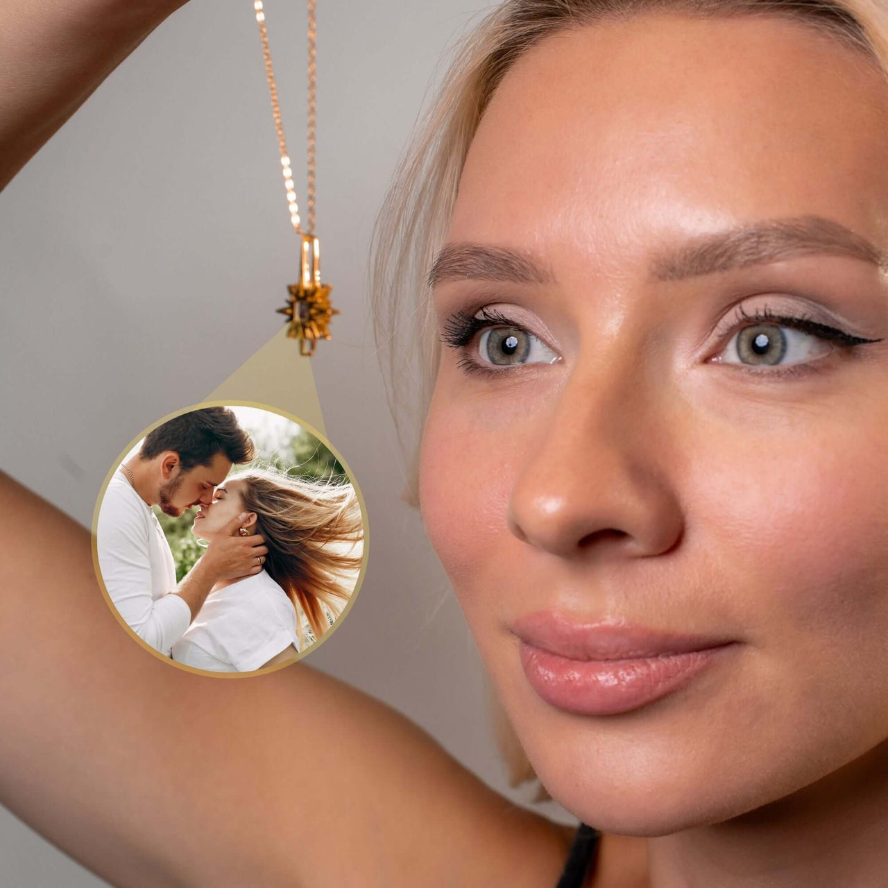 Protect Photo Necklace showcasing a personalized photo pendant by Brother & Sisters, capturing cherished moments.