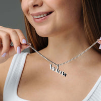 Thumbnail for Queen Name Necklace by Brother & Sisters showcasing personalised name 'Victoria' in stylish silver design.