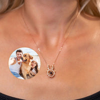 Thumbnail for Close-up of a Reindeer Photo Necklace by Brother & Sisters featuring a personal photo charm.