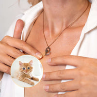 Thumbnail for Romantic Photo Necklace personalized with a photo projection of a cute orange kitten by Brother & Sisters.