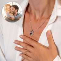 Thumbnail for Romantic Photo Necklace showcasing a heart pendant with personalized photo projection by Brother & Sisters.