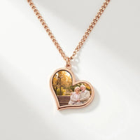 Thumbnail for Secret Heart Photo Necklace in rose gold, black heart pendant turning into a hidden photo when warmed | SKU: TPH-HRTN-ROSEGOLD