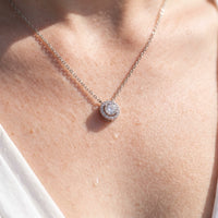 Thumbnail for Close-up of the silver necklace worn on the skin | SKU: 33136351