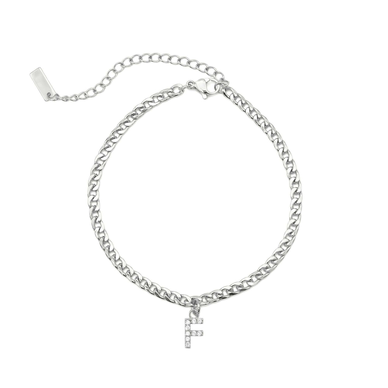 Silver Initial Anklet - Ankle Bracelet - Anklet for Women - Silver Leg Bracelet Anklet F Brother & Sisters