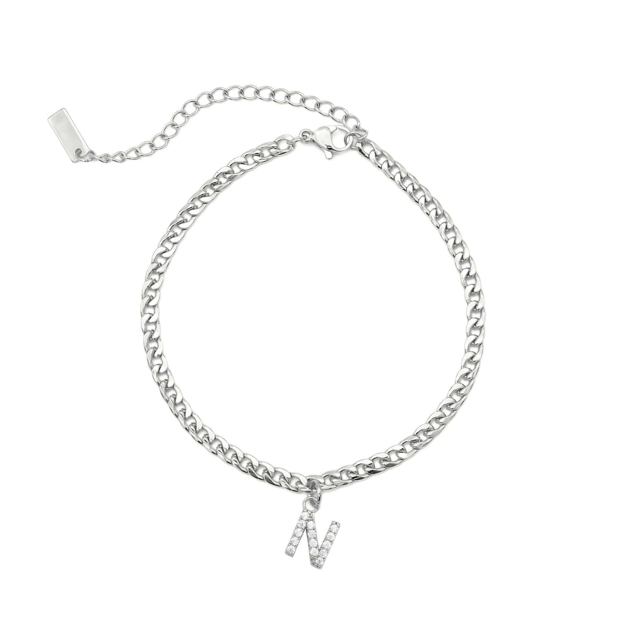 Silver Initial Anklet - Ankle Bracelet - Anklet for Women - Silver Leg Bracelet Anklet N Brother & Sisters