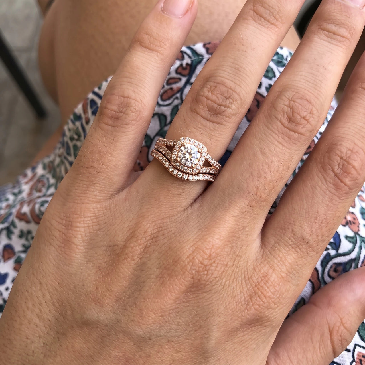 Rose Gold Majestic Ring worn, showing its real size | SKU: 497080-4.5-rose-gold