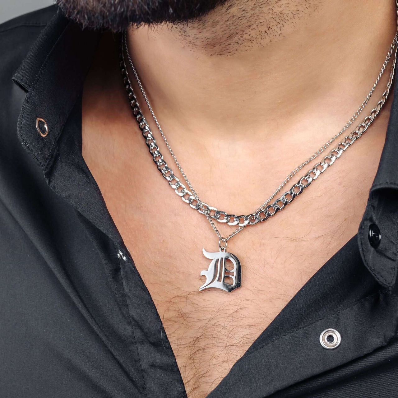 Silver Unique Initial Necklace by Brother & Sisters featuring a personalized initial on a stylish chain.