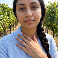 Thumbnail for Woman gently touching her Rose Gold Minimalist Ring | SKU: 10645547-4.5-rose-gold