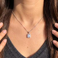 Thumbnail for Close-up of the silver necklace worn on the skin | SKU: 22559056