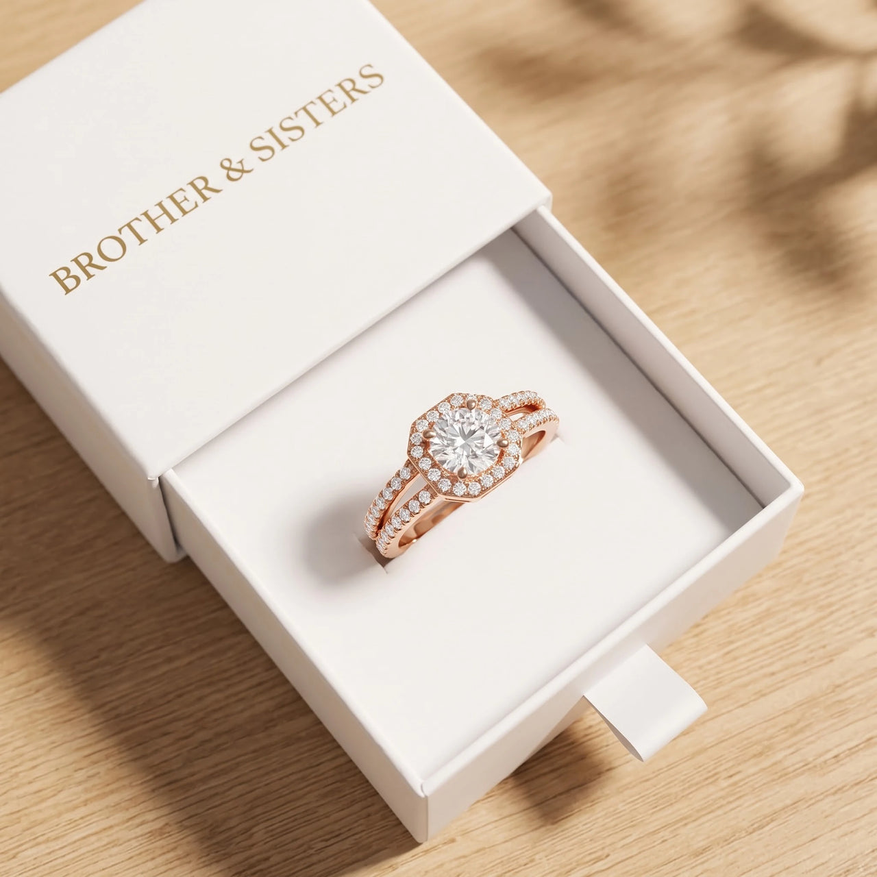 Rose Gold Square Ring, rose gold ring — gift box | SKU: 346060-4.5-rose-gold