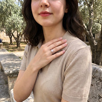 Thumbnail for Woman gently touching her Rose Gold Square Ring | SKU: 346060-4.5-rose-gold