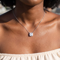 Thumbnail for Close-up of the silver necklace worn on the skin | SKU: 505721