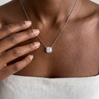 Thumbnail for Silver necklace worn, showing its real size | SKU: 505721