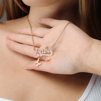 Thumbnail for Simple Name Necklace by Brother & Sisters featuring a customizable name and elegant butterfly charm.