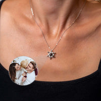 Thumbnail for Snowflake Photo Necklace showcasing a personalized photo pendant by Brother & Sisters, perfect for winter celebrations.