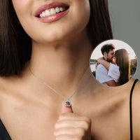 Thumbnail for Square Photo Necklace by Brother & Sisters, featuring a silver pendant with cherished photo, worn elegantly.