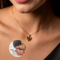 Thumbnail for Timeless Photo Necklace featuring a heart-shaped pendant and a cherished photo of a baby, by Brother & Sisters.