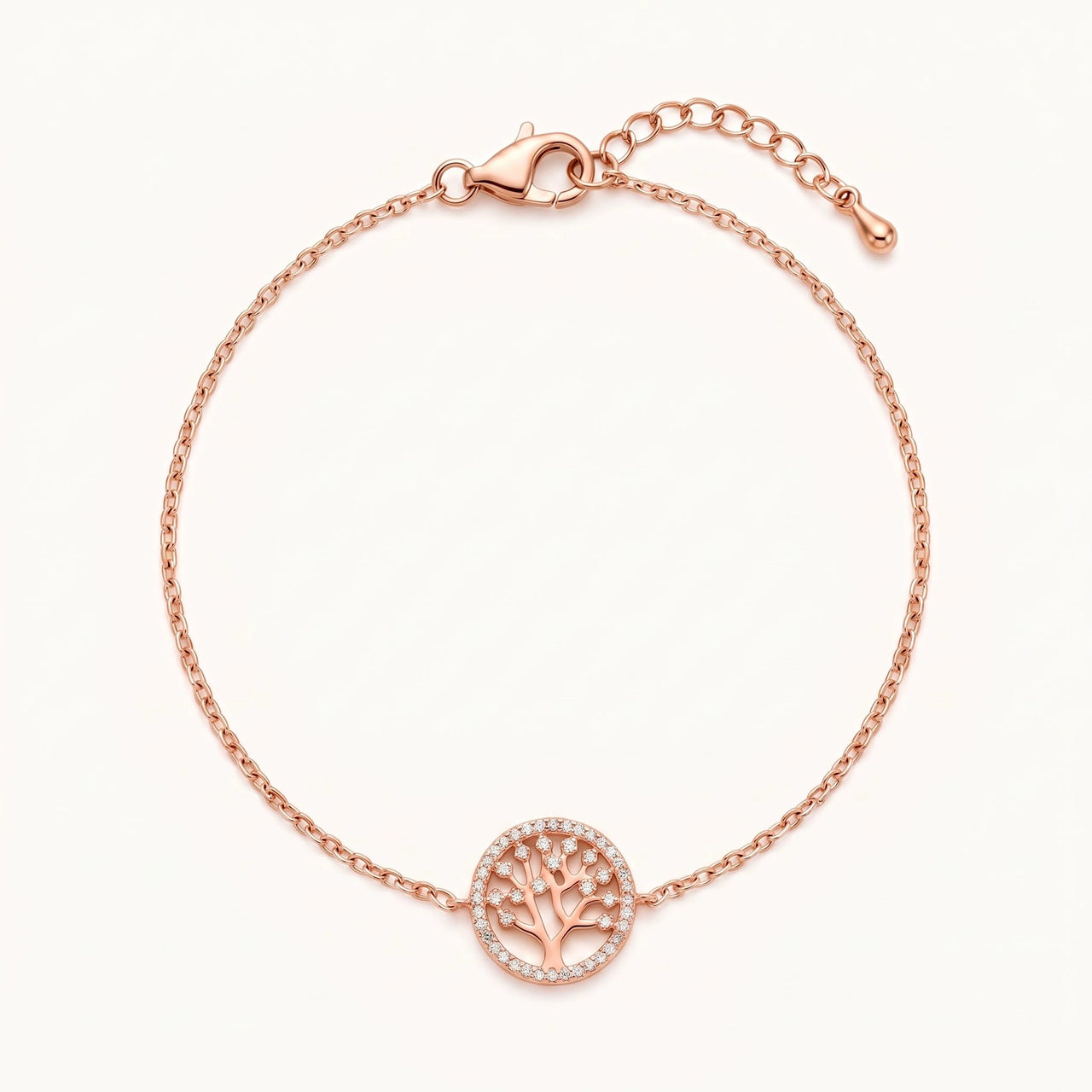 Bracciale albero della vita — foto prodotto su sfondo bianco, oro rosa | SKU: 18963309-rose-gold