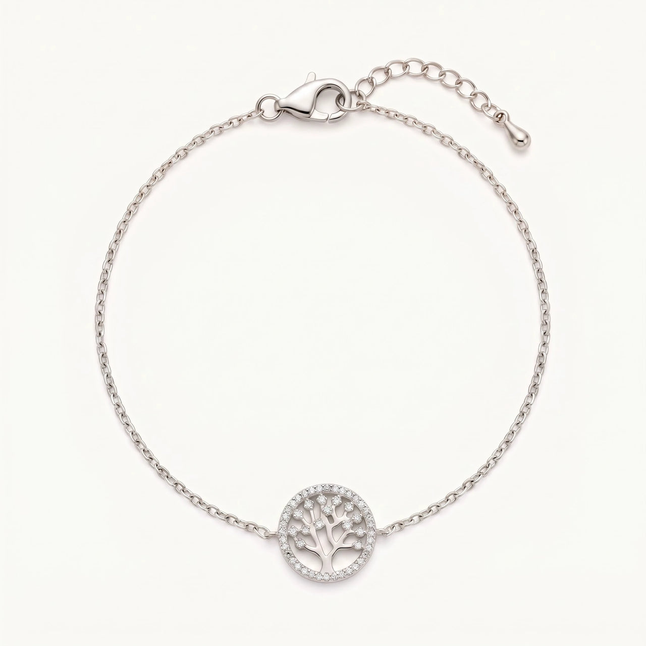 Bracciale albero della vita — foto prodotto su sfondo bianco, argento | SKU: 18963309-white-gold