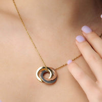 Thumbnail for Triple Name Necklace by Brother & Sisters, showcasing personalized charm and timeless elegance on a model.