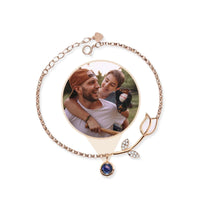 Thumbnail for Tulip Photo Bracelet by Brother & Sisters featuring a tulip charm and hidden photo projection.