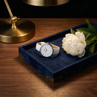 Thumbnail for White Purity navy tray with peony — lug-less round case