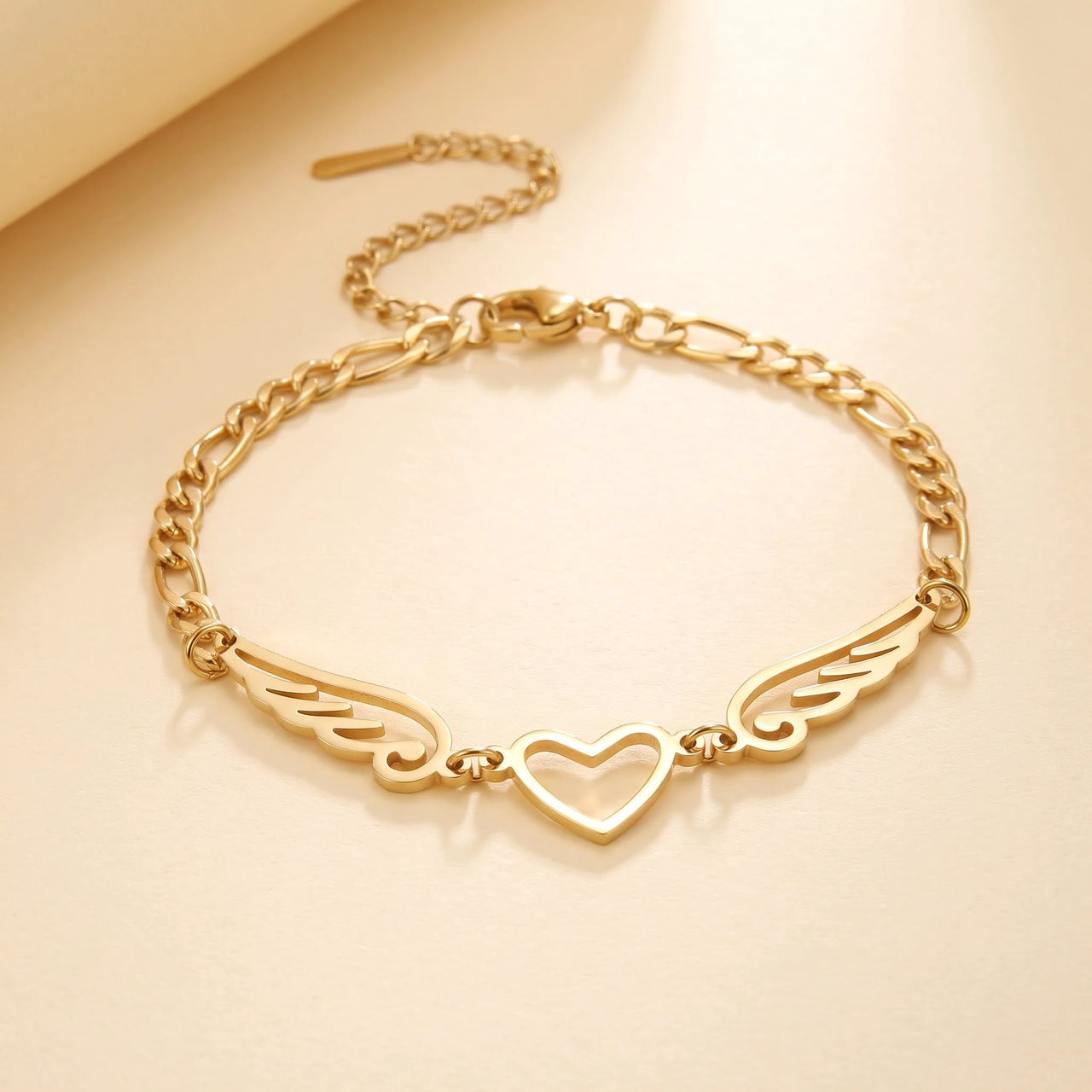 Winged Heart Bracelet, gold | SKU: 42007-gold