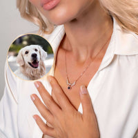 Thumbnail for Wings Photo Necklace featuring personalized photo of a golden retriever, worn as a keepsake by Brother & Sisters.