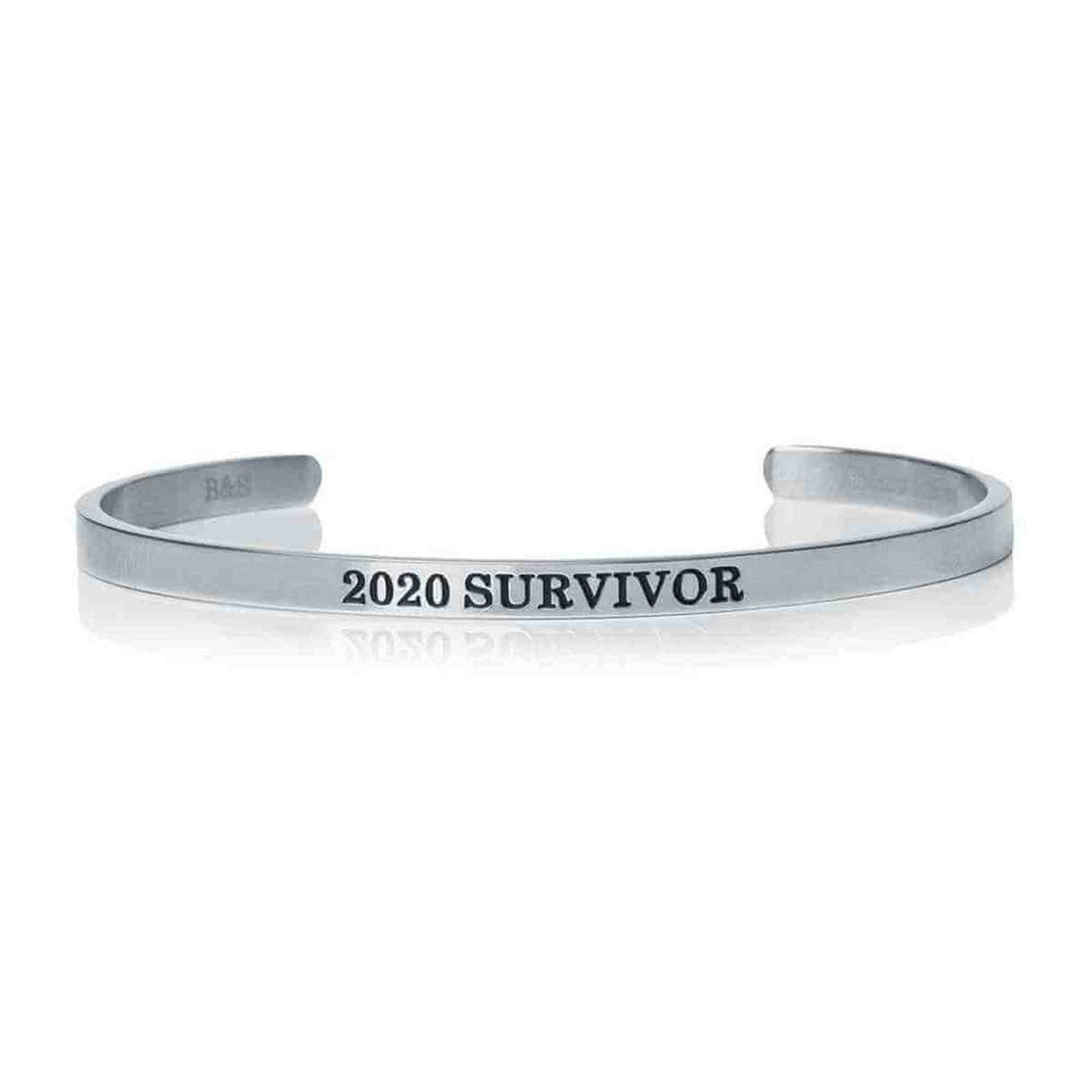 2020 Survivor Bracelet - Quote Bracelet - Mantra Bracelet - Women's Bangle 18k White Gold Brother & Sisters