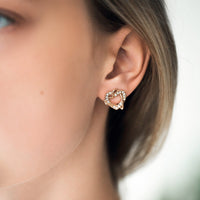 Thumbnail for Hearts with Austrian Crystals Earrings - Stud Earrings - Earrings for Women - Women Earrings Earrings Brother & Sisters
