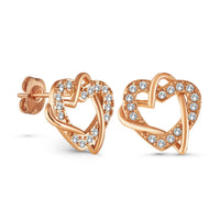 Thumbnail for Hearts with Austrian Crystals Earrings - Stud Earrings - Earrings for Women - Women Earrings Earrings Brother & Sisters