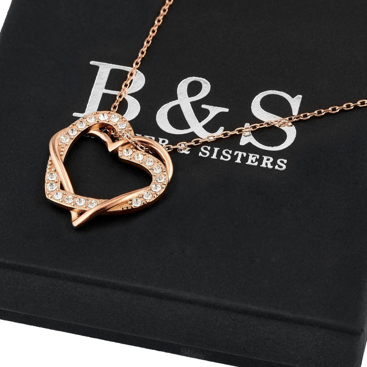 Hearts with Austrian Crystals Necklace - Rose Gold Necklace Women - Women’s Necklace Necklace Brother & Sisters