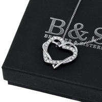 Thumbnail for Hearts with Austrian Crystals - Silver Necklace Women - Women’s Necklace Necklace Brother & Sisters
